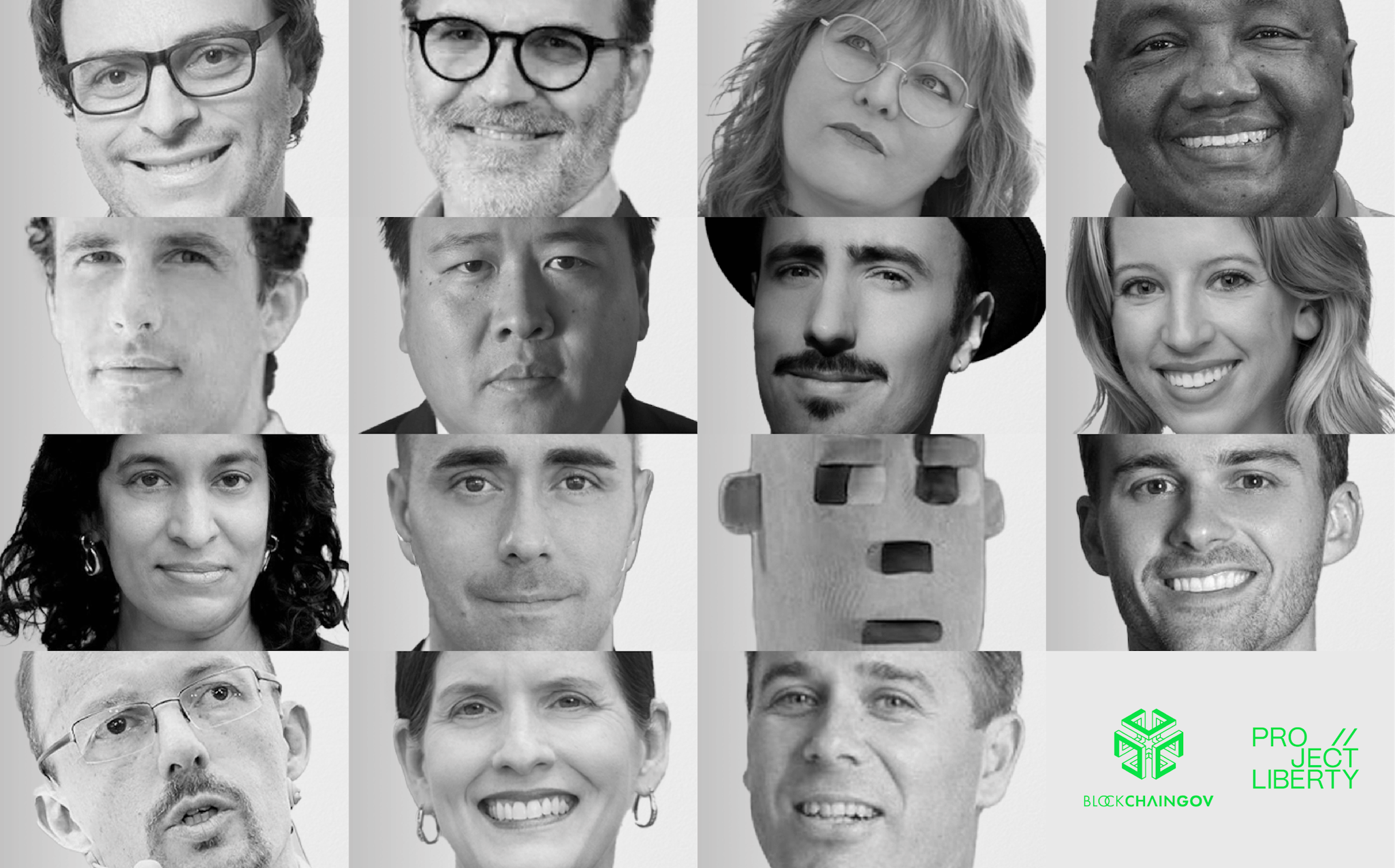 grid of headshots in black and white