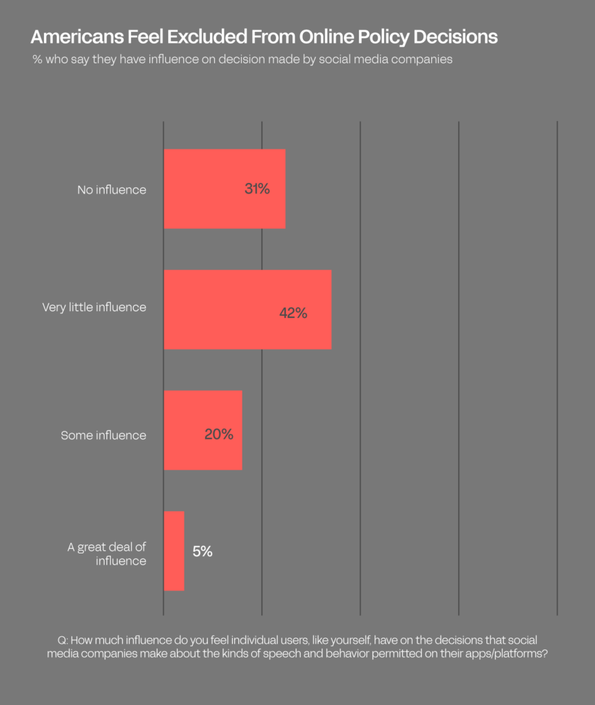 Graph showing percentage of Americans who feel excluded from online policy decisions