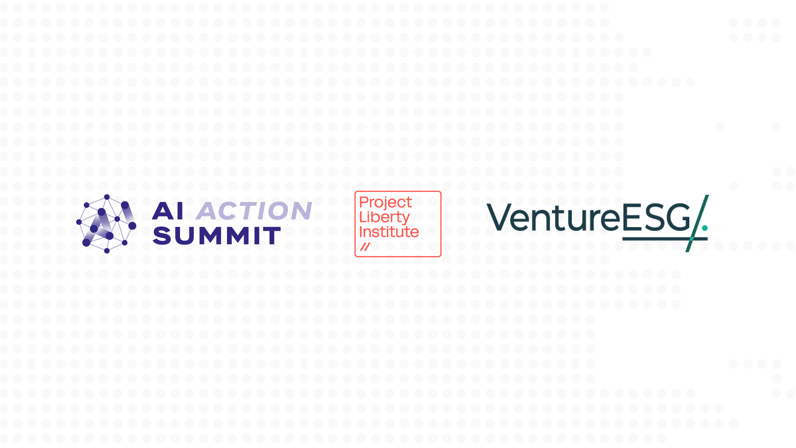 Image with logos from the AI Action Summit, Project Liberty Institute and VentureESG